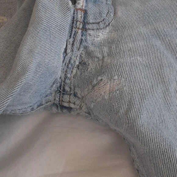 Levi's 501 Jeans Super Distressed Blue Denim Pants 34X32